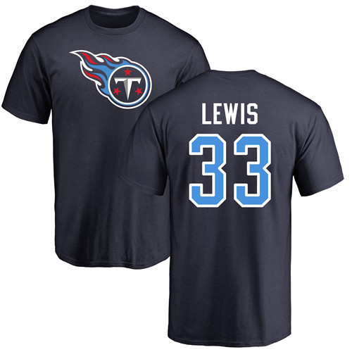 Tennessee Titans Men Navy Blue Dion Lewis Name and Number Logo NFL Football #33 T Shirt